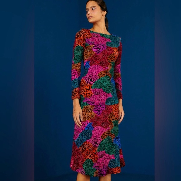 FARM Rio Vibrant Long Sleeve Rainbow Mix Jersey Dress Sz XL 
 NWT - Picture 1 of 11